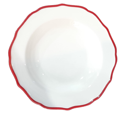 PLATO DE SOPA CON BORDE ROJO DE 8.5