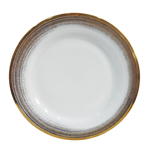 PLATO DE PORCELANA CON BORDE DORADO DE 11.8