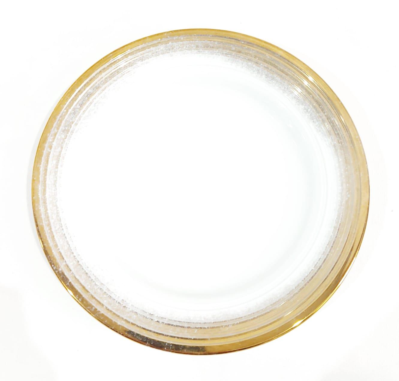 PLATO DE PORCELANA CON BORDE DORADO DE 7.88