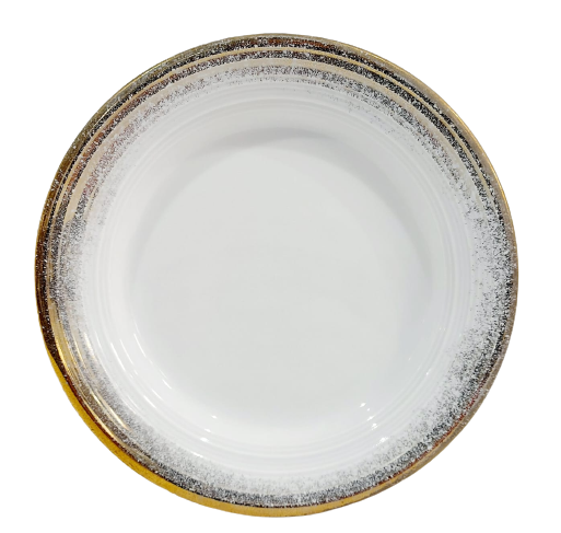 PLATO DE PORCELANA CON BORDE DORADO DE 6.3
