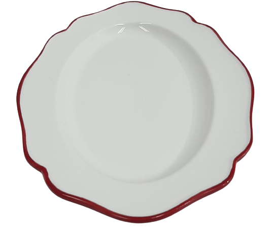 PLATO OVALADO CON BORDE ROJO 14