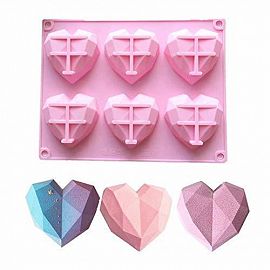 Molde de silicona “Corazones diamante”