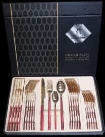 Set de cubiertos x 24 mango Rojo